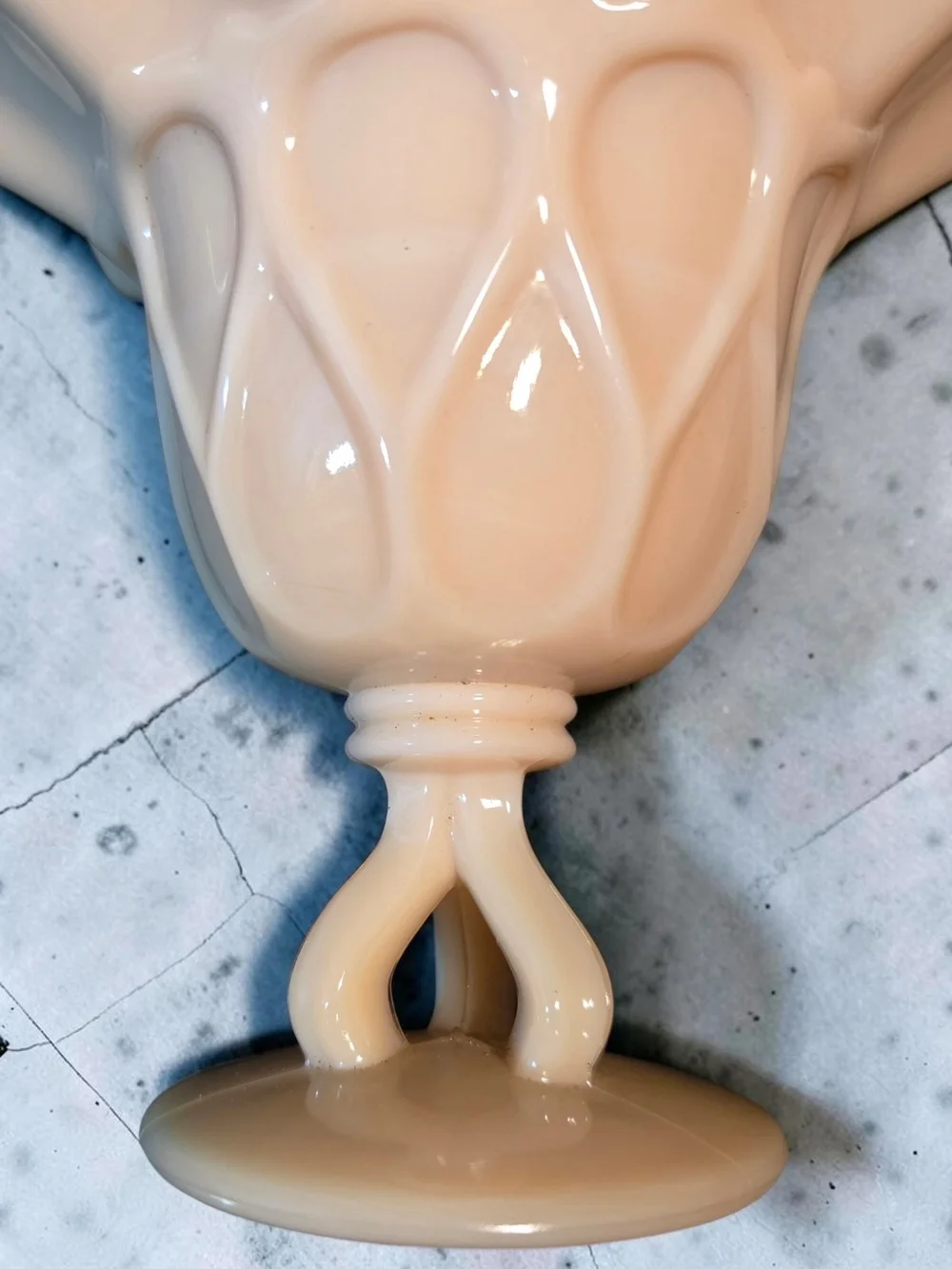 Vintage Westmoreland Almond Milk Glass Pedestal Compote Vase W/'Makers Mark' ♡*